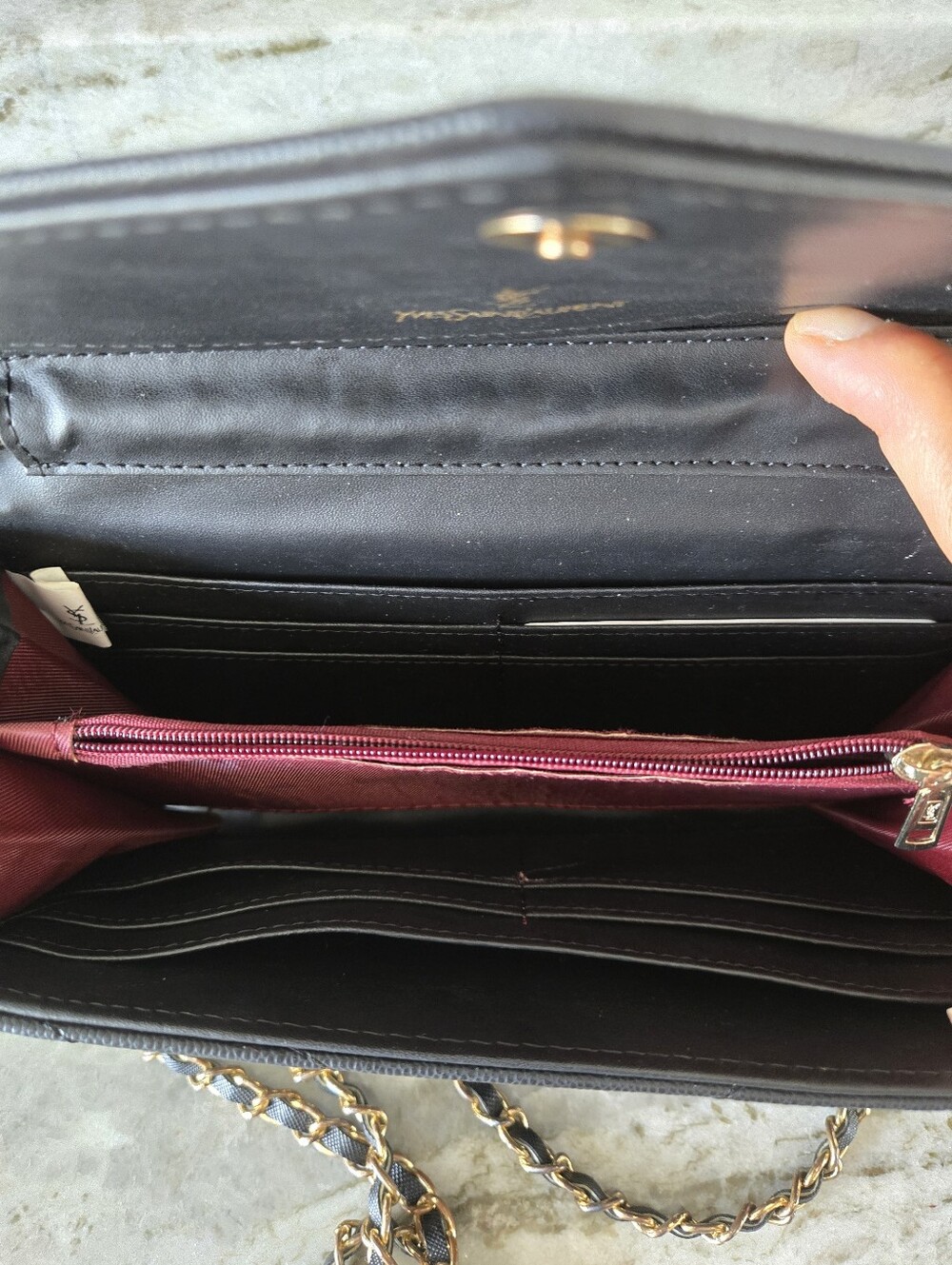 Saint Laurent Black Chevron Quilted Leather WOC Crossbody with Gold YSL - Picture 4 of 4